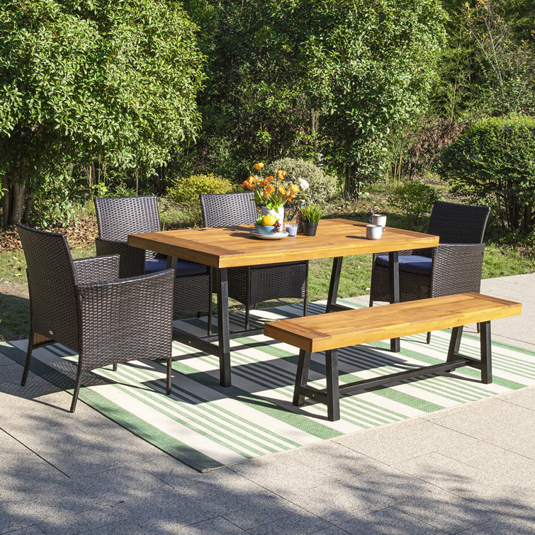 Lark Manor Alyah 6 - Person Rectangular Outdoor Dining Set with ...